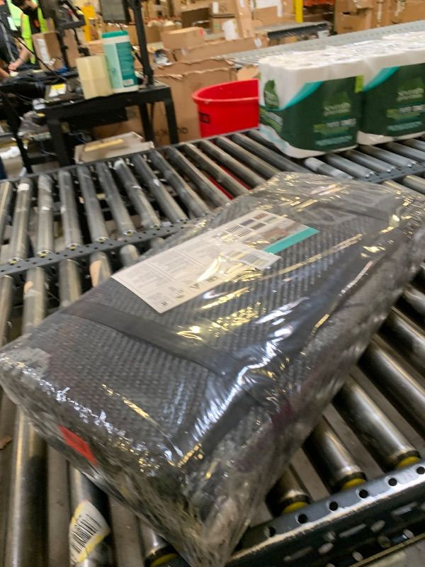 Photo 1 of Pcinfuns Outdoor Patio Rugs 9'x12' Waterproof, Reversible Plastic Straw Camping Rug Carpet, Large Area Rugs Mats for Rv, Deck, Porch, Picnic, Beach, Balcony, Black & Grey