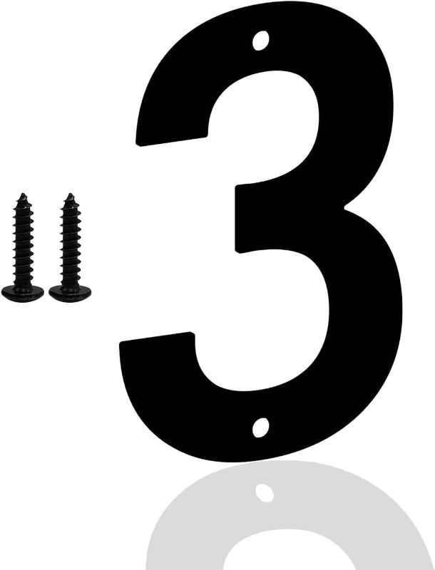 Photo 1 of 3 Inch Metal House Numbers and Letters, Black Address for Outdoor Mailbox, Modern for Homes, Apartments, Farms, Outside (3)
