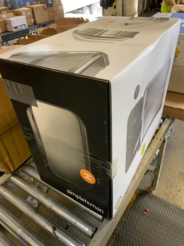 Photo 1 of simplehuman 58 Liter / 15.3 Gallon Rectangular Hands-Free Dual Compartment Recycling Kitchen Step Trash Can with Soft-Close Lid, Brushed Stainless Steel