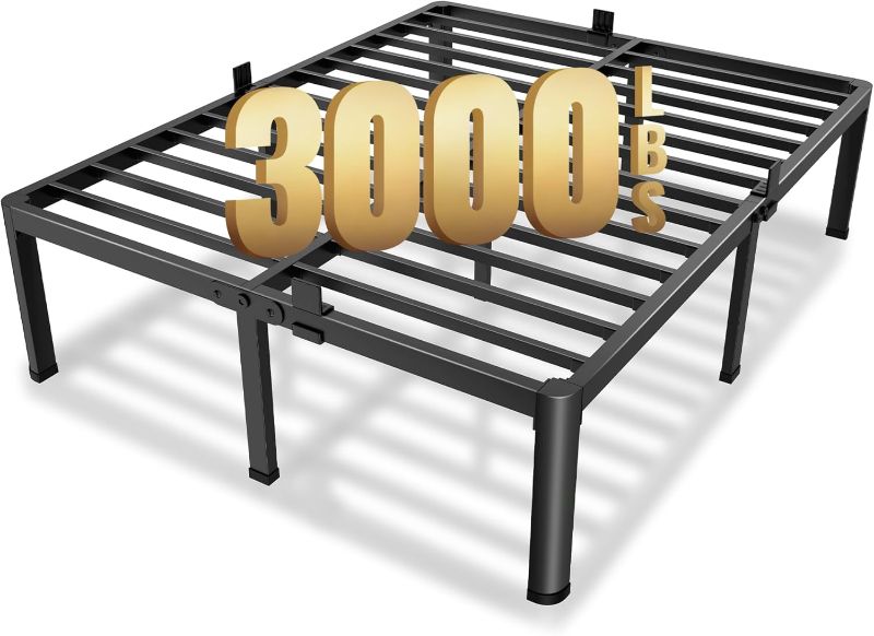 Photo 1 of MAF 14 Inch King Metal Platform Bed Frame with Round Corner Legs, 3000 LBS Heavy Duty Steel Slats Support, Noise Free, No Box Spring Needed, Easy Assembly
