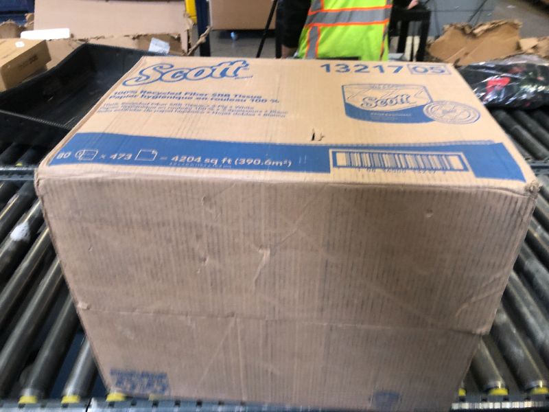 Photo 1 of Scott Professional 100% Recycled Fiber Standard Roll Bulk Toilet Paper (13217), 2-Ply, Elevated Design, White, Individually Wrapped (80 Rolls of 473 Sheets, 37,840 Sheet Total)