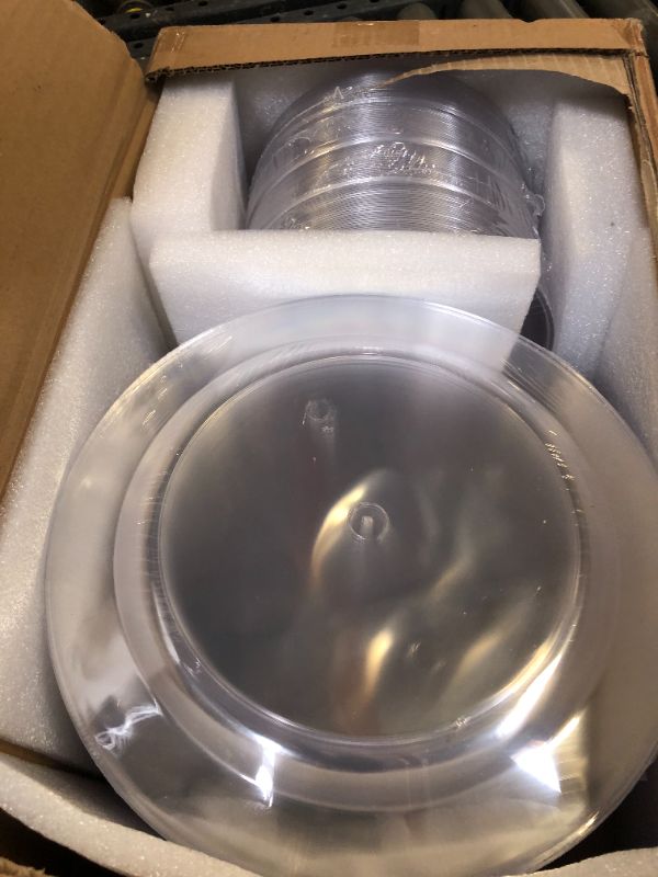 Photo 1 of Moretoes 200PCS Clear Plastic Plates Disposable 10inch Dinner Plates and 7inch Dessert Salad Plates Heavy Duty Plates for Wedding Party and Birthday