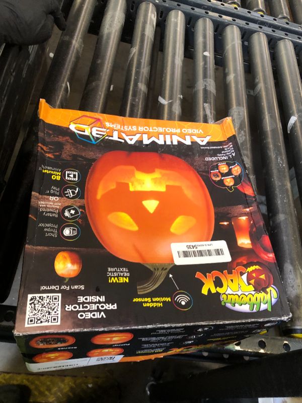 Photo 1 of ANIMAT3D Jabberin' Jack Motion Sensor 12 Inch XL Talking Animated Orange Pumpkin with Built in Video Projector and Speaker Includes 80 Minutes of Content