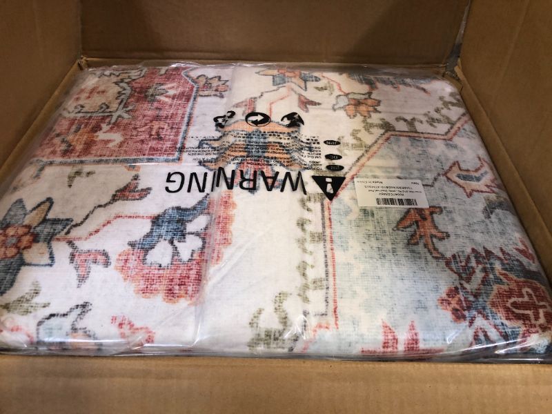 Photo 1 of TECHMILLY Area Rug - 8x10 Large Living Room Area Rug, Non-Slip Print Floor Carpet for Dining Room, Living Room, Washable Vintage Soft Carpet,Red