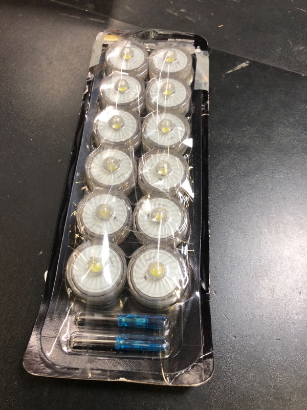 Photo 1 of HL Submersible LED Light,White Small LED Light,100 Hours Waterproof Flameless Led Lights Battery Powered for Wedding Home Vase Festival Party Decoration 12pcs (Built-in 24 Batteries)