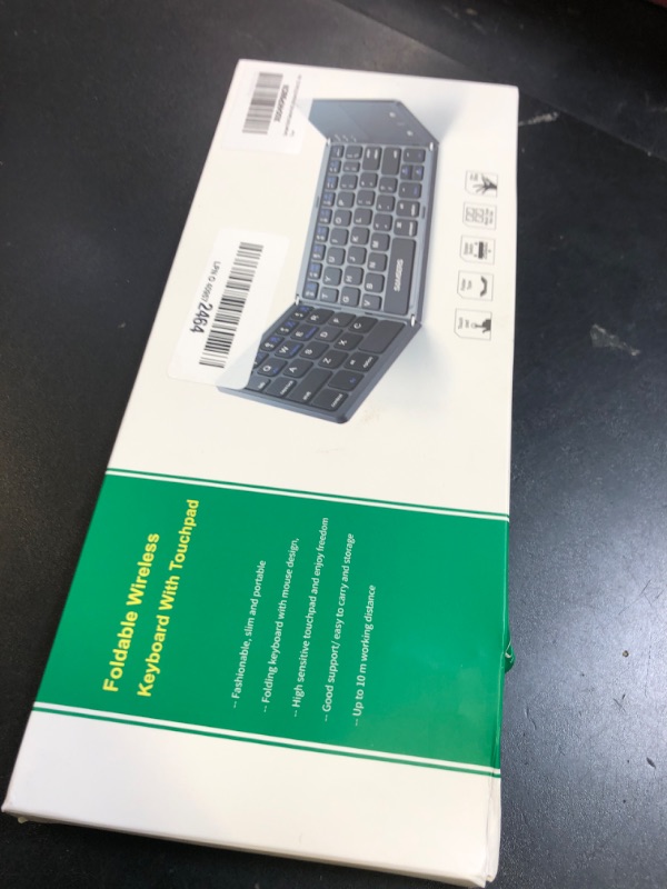 Photo 1 of Samsers Multi-Device Foldable Bluetooth Keyboard with Touchpad, Rechargeable Dual-Mode(2.4G+BTx2) Wireless Keyboard with Holder, Portable Folding Keyboards for Android Windows iOS Mac OS - Pink