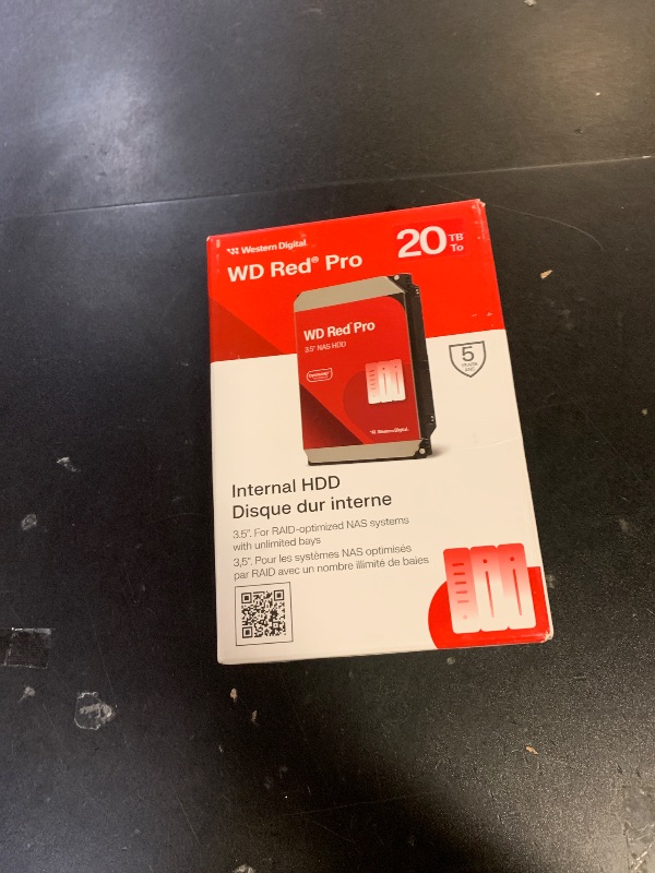 Photo 1 of Western Digital 20TB WD Red Pro NAS Internal Hard Drive HDD - 7200 RPM, SATA 6 Gb/s, CMR, 512 MB Cache, 3.5" - WD202KFGX