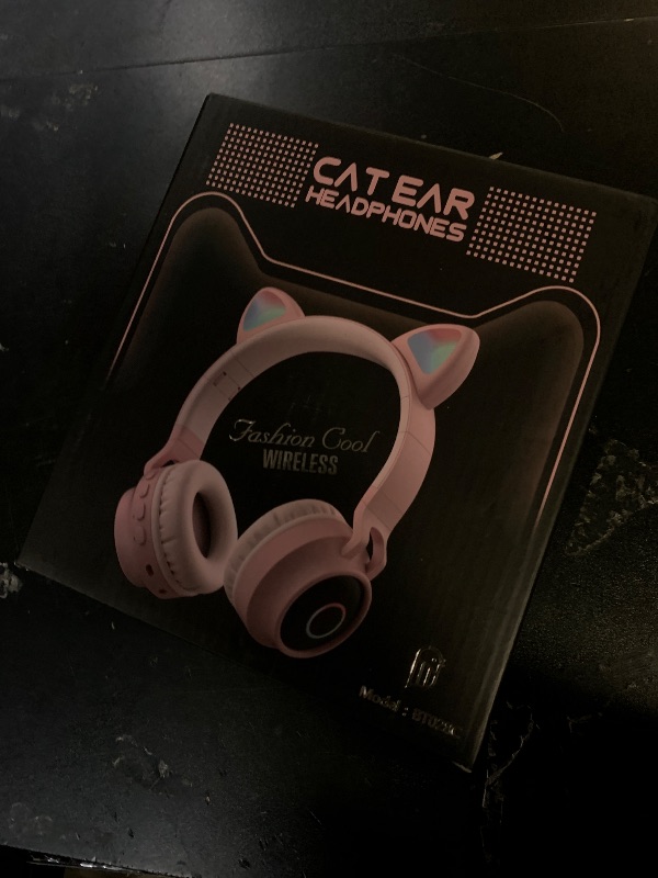 Photo 1 of  Kids Headphones with Cat Ear Led Light Up, Safe Volume Limite, FunShare, Foldable, Over-Ear Headphones for Kids for School/iPad/Tablet/Travel, Meow Donut-Pink
