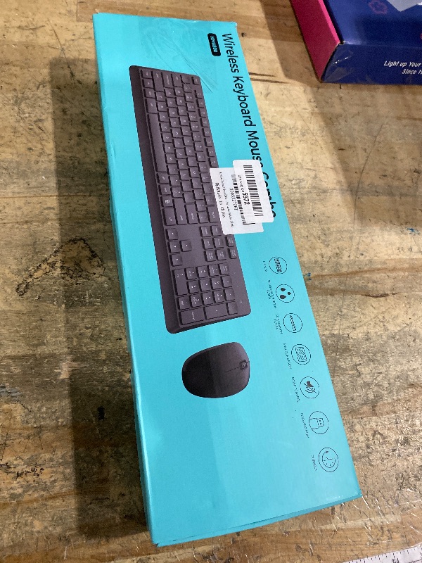 Photo 1 of **UNKNOWN DAMAGES/MISSING PIECES** Wireless Keyboard and Mouse Combo for Windows, 2.4G Full-Sized External Cordless Computer Keyboard Mouse Combo for Laptop PC Desktop Chrome Mac, Number Pad 1600 DPI Silent Mouse USB Receiver (Black)