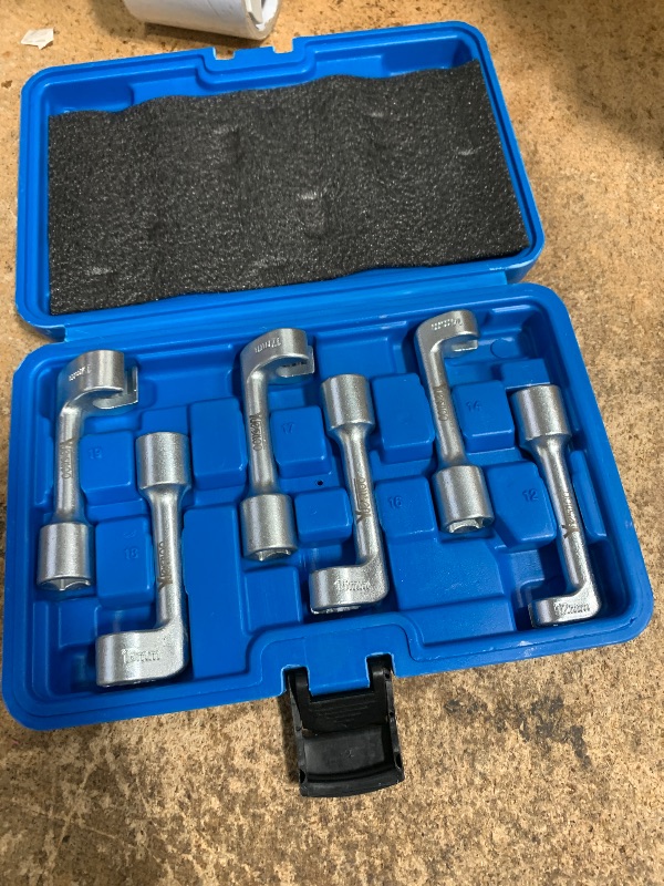 Photo 1 of Yuesstloo 1/2" Dr Injection Line Socket Wrench Set, 6pc 12pt Diesel Fuel Line Socket Set, L-Type Injection Line Socket with 12 14 16 17 18 19mm Wrenches, Fuel Line Dismantling Removal Tool