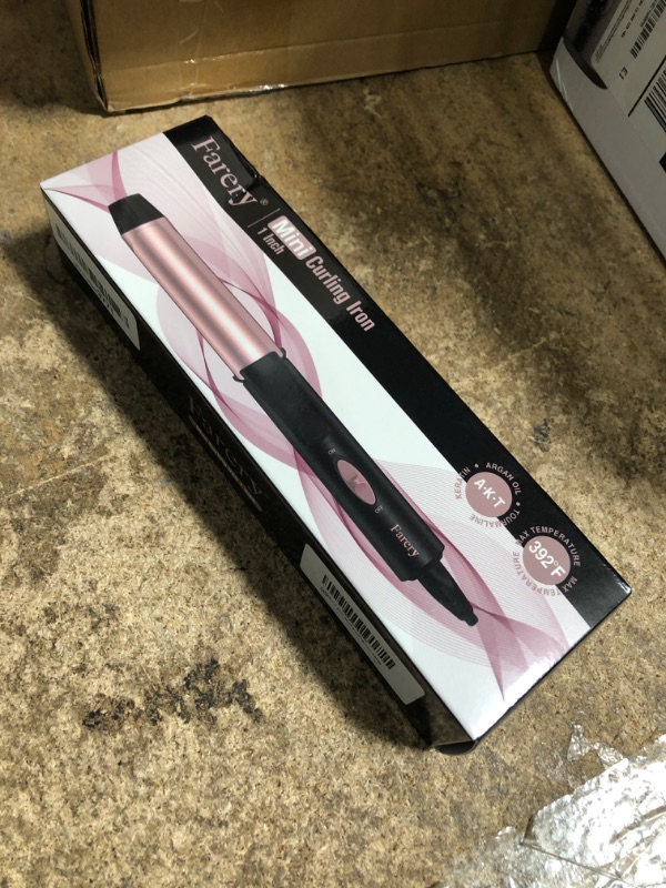 Photo 1 of 1 Inch Dual Voltage Ceramic Curling Iron with Keratin & Argan Oil, Mini Hair Curler, Travel Size with Storage Bag