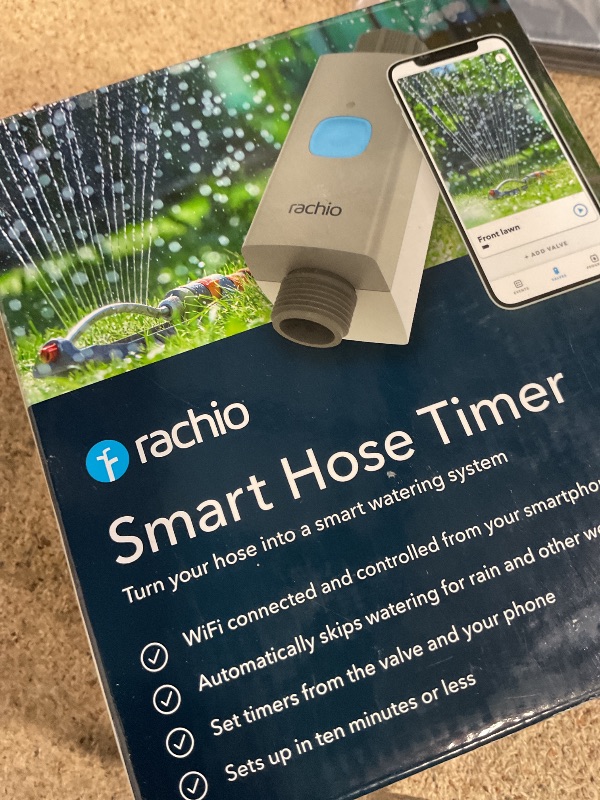 Photo 1 of (UNTESTED) Rachio Smart Hose Timer (1 Valve + 1 WiFi Hub) – App-Controlled Outdoor Faucet Timer, Quick Install & Scheduling, Expandable System