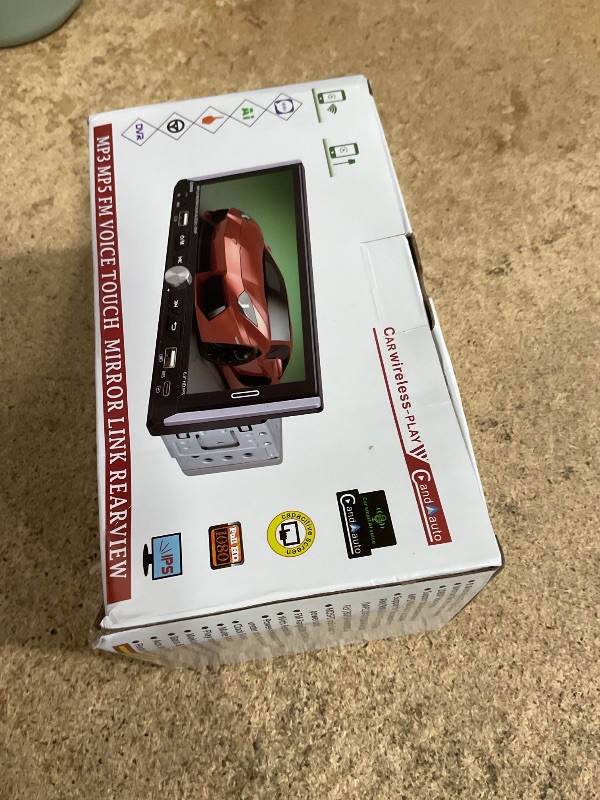 Photo 1 of (PARTIAL SET) (UNTESTED) Emeito 6.9" Wireless Apple CarPlay Android Auto Single Din Car Stereo, HD IPS 1280×480 Touchscreen Radio, Bluetooth 5.0, FM Radio, Night Vision Waterproof Backup Camera, USB, AUX(Extra MIC), Type-C