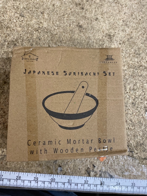 Photo 1 of **************missing pestle**************
Japanese Mortar and Pestle - Suribachi Set - Wooden Pestle and Mortar for Crushing Sesame Seeds, Garlic and Herbs - Ceramic Mortar Bowl Herb Grinder