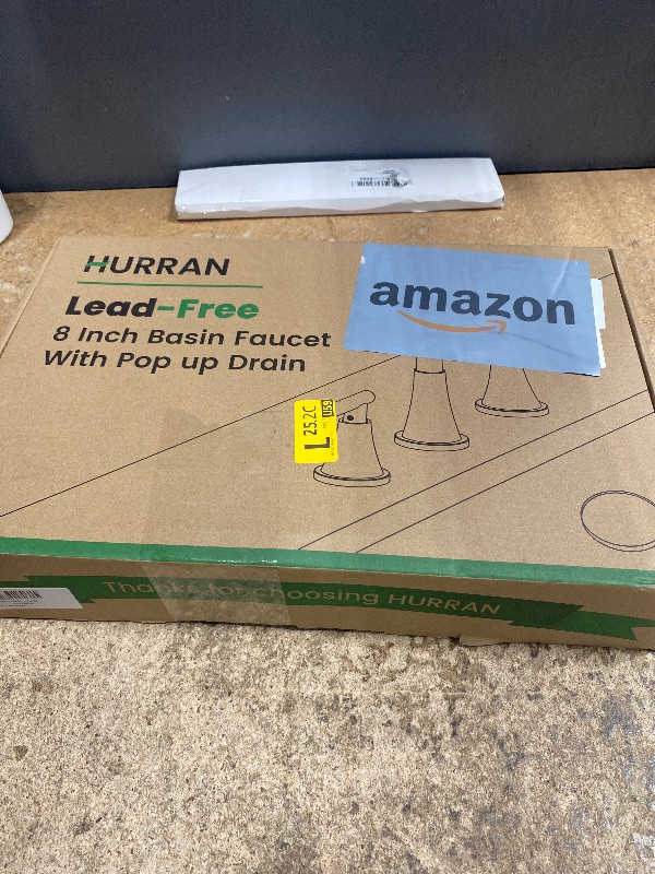 Photo 1 of **MISSING ASSEMBLY HARDWARE** Bathroom Faucets for Sink 3 Hole, Hurran Brushed Nickel Bathroom Sink Faucet with Pop-up Drain and Supply Lines, Stainless Steel Lead-Free Widespread Faucet for Vanity RV Farmhouse Sink