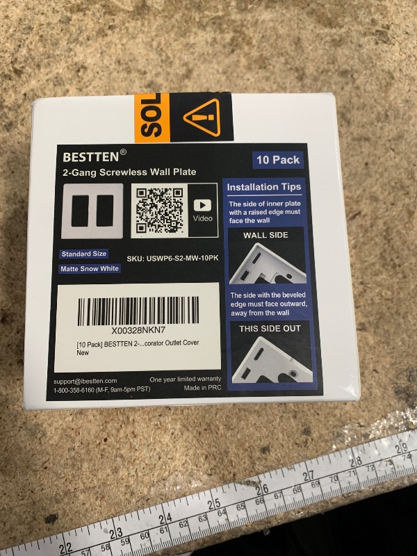 Photo 1 of (10 Pack) BESTTEN USWP6 Matte Snow White 2-Gang Screwless Wall Plate, Decorator Outlet Cover, H4.69” x W4.73”, for Light Switch, Dimmer, USB, GFCI, Receptacle