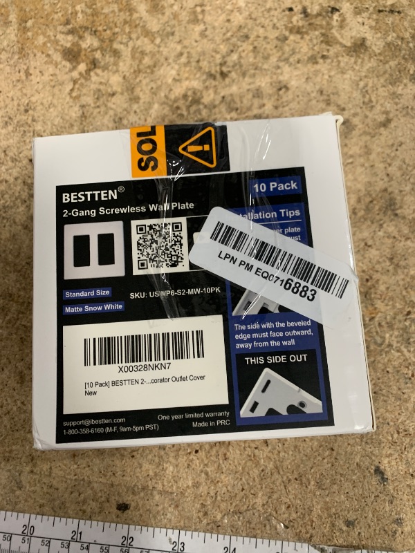 Photo 1 of (10 Pack) BESTTEN USWP6 Matte Snow White 2-Gang Screwless Wall Plate, Decorator Outlet Cover, H4.69” x W4.73”, for Light Switch, Dimmer, USB, GFCI, Receptacle
