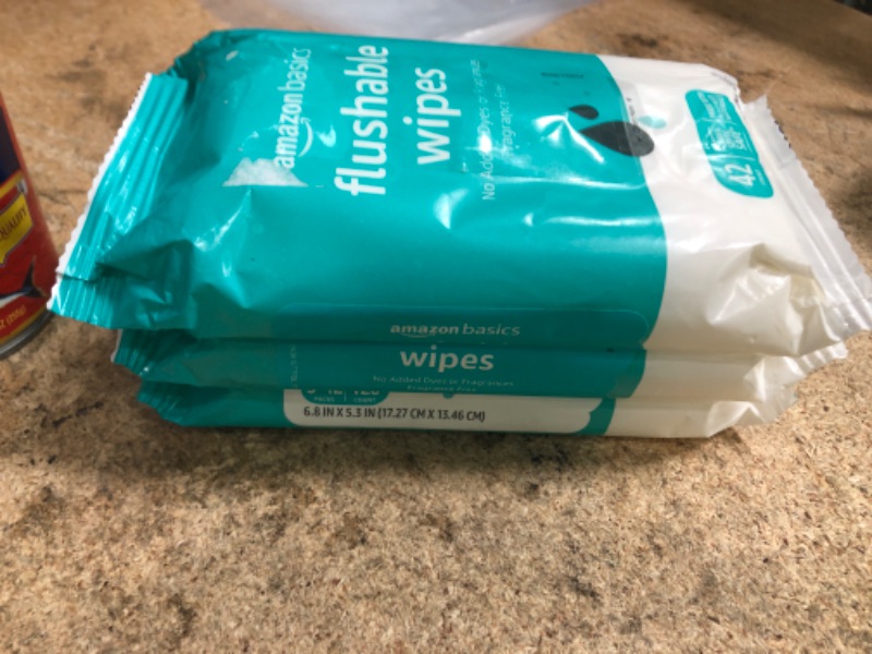 Photo 1 of ****FINAL SALE- NO REFUNDS - MIXED ITEMS - 3 CANS OF POLAR MACKEREL IN BRINE, 3 42 COUNT AMAZON FLUSHABLE WIPES, 1 i LOVE YOU MORE - VALENTINES KEY CHAIN GIFT