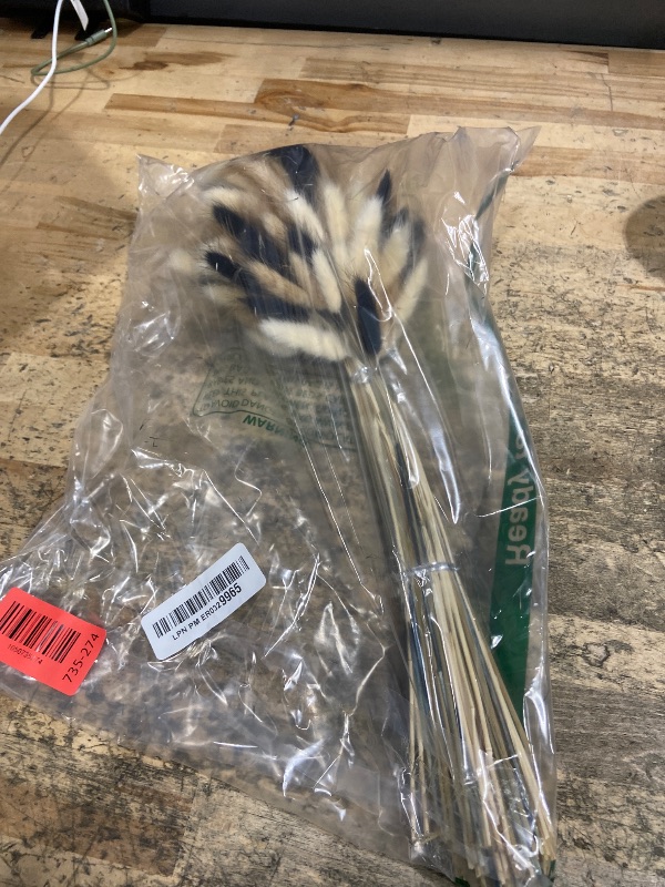 Photo 1 of 100 Stems Bunny Tails Pampas Grass Dried Flowers - 30pcs Black, 30pcs White, 40pcs Natural Brown, Boho Home & Kitchen Decor