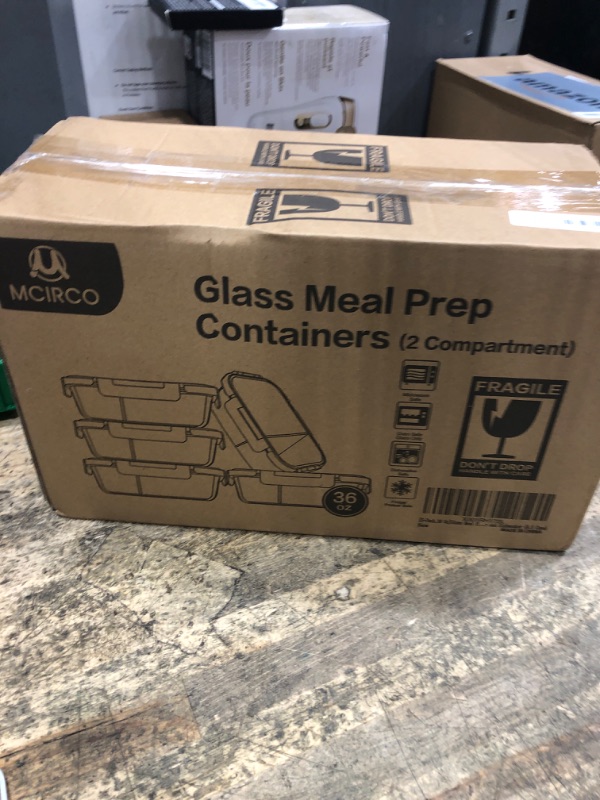 Photo 1 of [5-Pack,36 Oz]Glass Meal Prep Containers 2 Compartments Portion Control with Upgraded Snap Locking Lids Glass Food Storage Containers, Microwave, Oven, Freezer and Dishwasher (4.5 Cups)