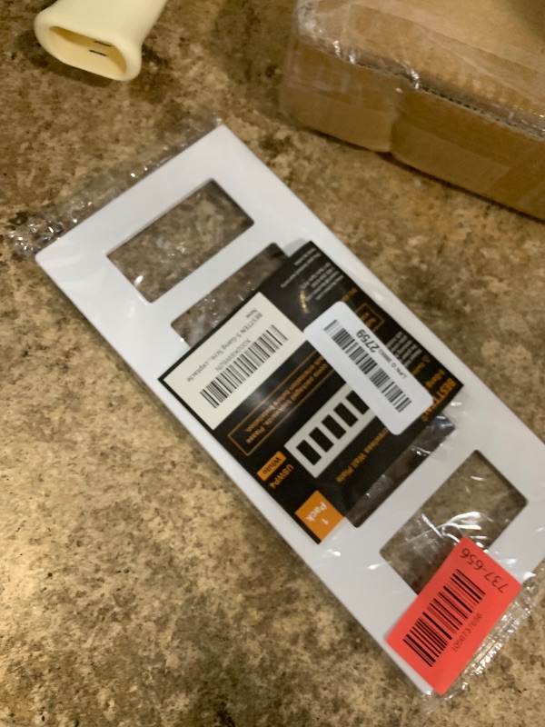 Photo 1 of 1 Pack BESTTEN 5-Gang Screwless Wall Plate, Decorator Outlet Cover, USWP4 Glossy Off White, Decor Face Plate for Light Switch, Dimmer, GFCI, USB Receptacle, H4.69” x W10.18”, ETL Listed