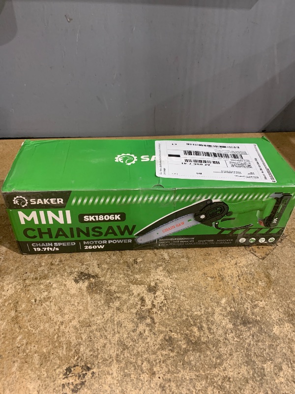 Photo 1 of **MISSING BATTERY CHARGER** Saker Mini Chainsaw|6 Inch Chainsaw[2025 Upgraded]|Mini Cordless Electric Chain Saw|Small Handheld Portable Chainsaw Battery Powered Chain Saw for Tree Trimmer and Garden,Christmas Gifts for Men Women