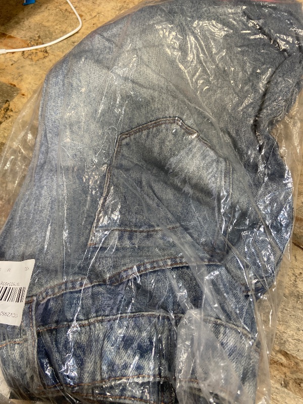 Photo 1 of [BLANKNYC] Womens French Terry Distressed Printed Denim Jogger, Comfortable & Stylish Pants, Yes Please, Medium, Blue