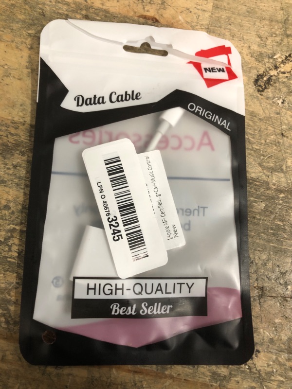 Photo 1 of [Apple MFi Certified] 1 PACK iPhone Lightning to  Lightning Adapter, Dual Lightning AUX + Charger Adapter Dongle Cable Splitter Compatible for iPhone 12/11/SE/X/XR/XS/8/7/6 Support Call + Charging