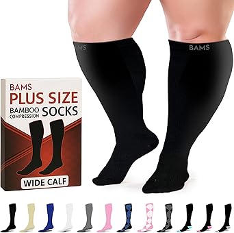 Photo 1 of  Plus Size Compression Socks Wide Calf XL XXL XXXL – Graduated Knee-High Support