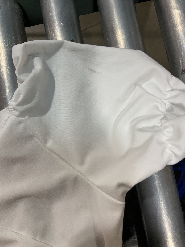 Photo 1 of ***MINOR DIRT TO SLEEVE (LEFT SIDE) *** Mini Dress Ruffle Hem Ruched Corset Short Cocktail Party Dresses, White size 2