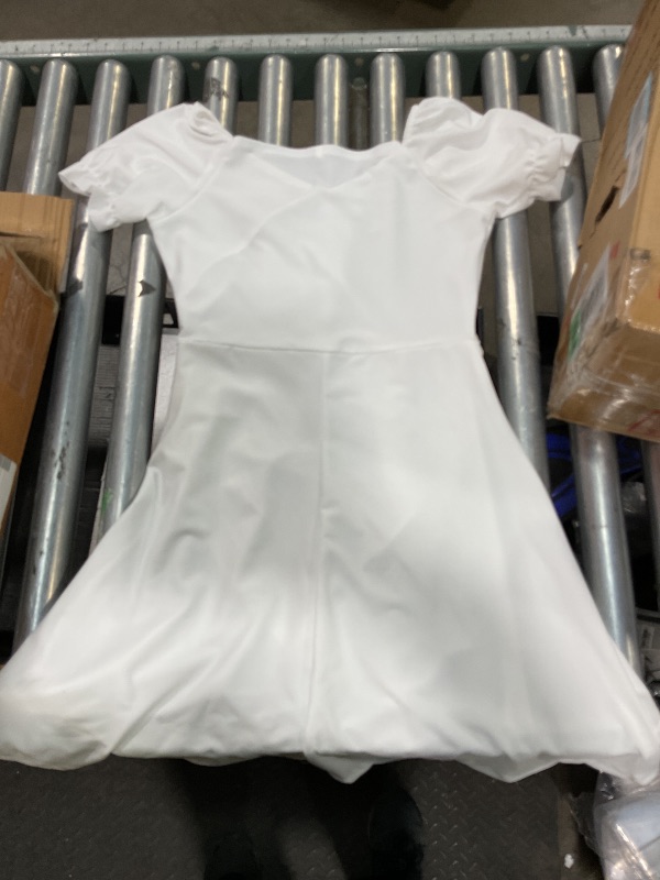 Photo 1 of ***MINOR DIRT TO SLEEVE (LEFT SIDE) *** Mini Dress Ruffle Hem Ruched Corset Short Cocktail Party Dresses, White size 2