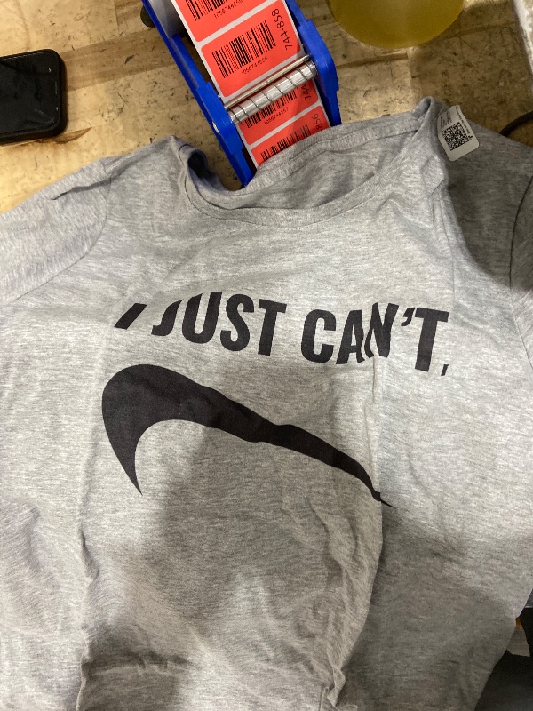 Photo 1 of **Color is Grey pic for reference*** 
I just can't - funny divertente design con baffo black font T-Shirt Size-1X 