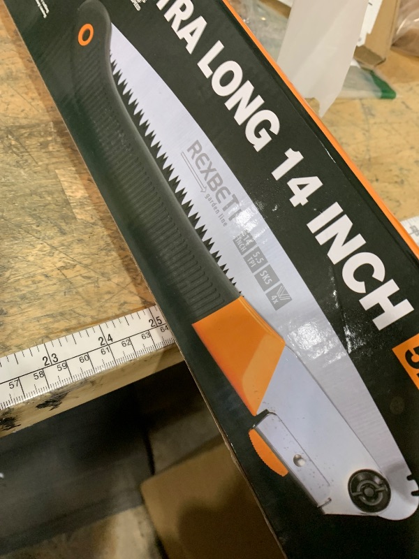 Photo 1 of *** NEEDS NEW BLADE***   REXBETI Folding Saw, 14 Inch Blade for Dry Wood Trimming and Pruning, 4 Cutting Angles, SK-5 Steel