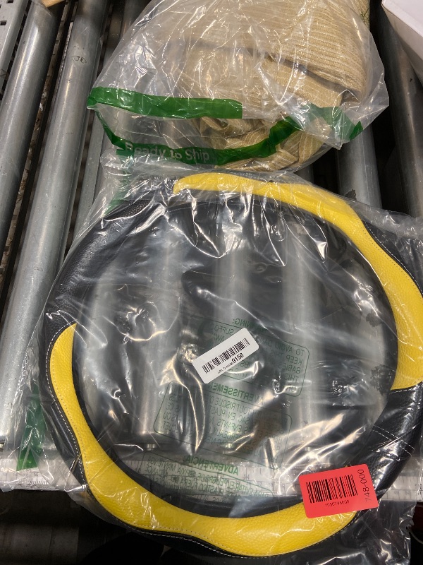 Photo 1 of SuperKaKa Car Steering Wheel Cover 2025, Universal Auto PU Cute Breathable Slip-Proof Comfort Imitation Leather Protector Cars Interior Accessories for Women Men Fit Most Vehicle (Yellow)