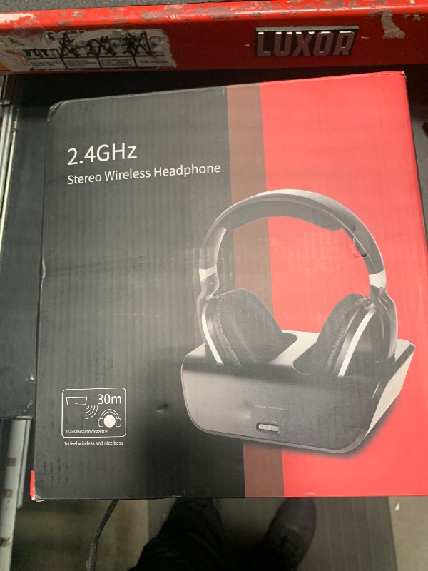 Photo 1 of *** CHECK COMMENTS****      MONODEAL Wireless TV Headphones, Over Ear Headsets for TV Watching with Charging Dock, 2.4GHz RF Transmitter, 100ft Wireless Range and Rechargeable 20 Hour Battery, Black