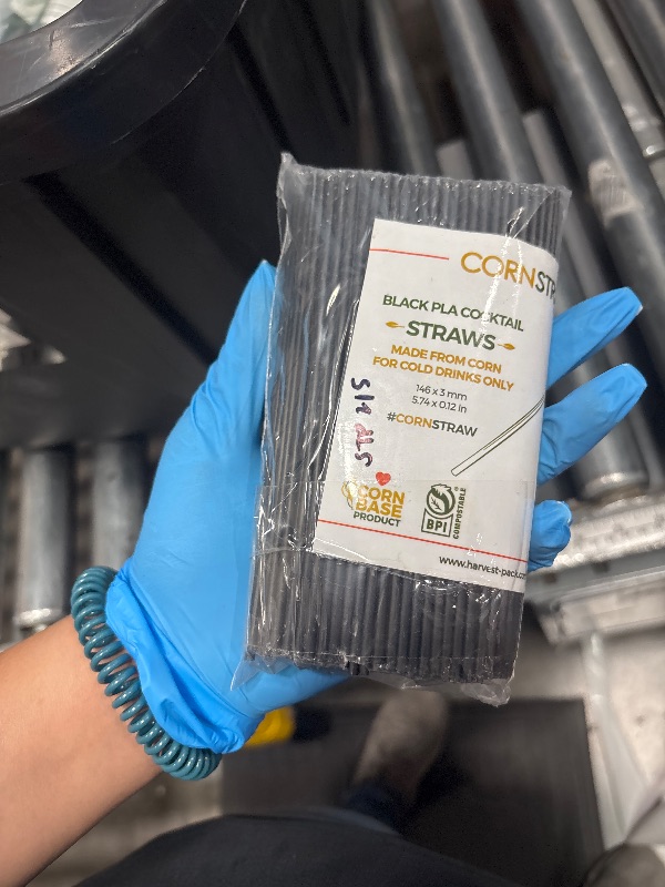 Photo 1 of [500 COUNT] CORNSTRAW 5" Short Cocktail Straws, Black PLA Cornstarch Plastic-Free Disposable Small Drink Stirrer, Swizzle Sticks, Mixer, for Cold Drinks, whiskey, Bar, Club, Party