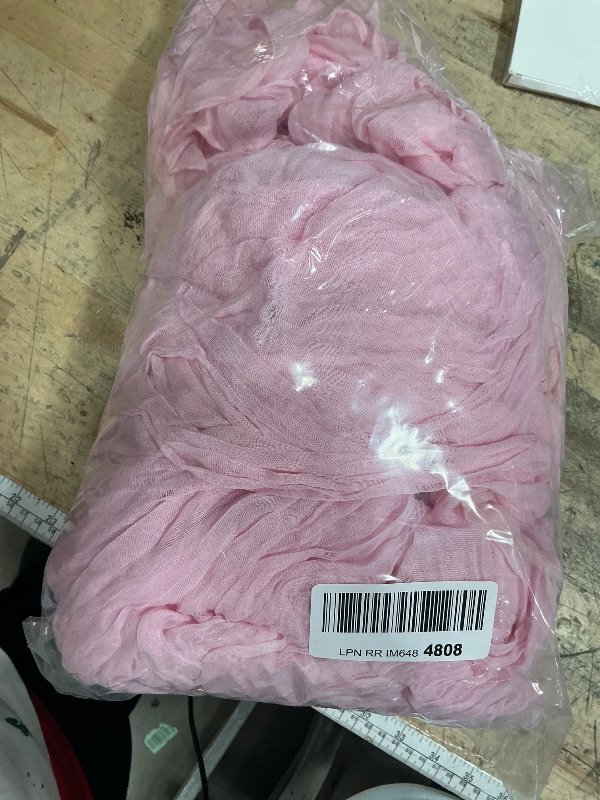 Photo 1 of **Only Two** 6 Pack 10FT Pink Cheesecloth Table Runner 35x120 Inch Gauze Rustic Boho Table Runner Cheese Cloth for Wedding Decor Birthday Party Bridal Baby Shower Table Centerpiece Decoration