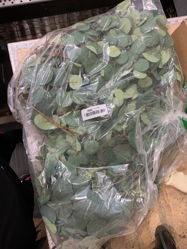 Photo 1 of 110 Pcs 7 Kinds Mixed Artificial Eucalyptus Stems and Faux Flowers,Fake Silver Dollar Eucalyptus Leaves Stems Bulk Real Touch Leaf Branches for DIY Bouquets Floral Arrangement Wedding Home Decor