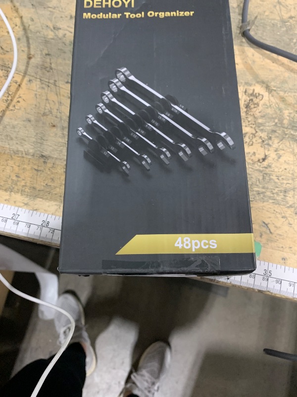 Photo 1 of 48 pcs MAGNETIC Modular Wrench Organizers for Tool Drawers - Wrench Rack with Metric&SAE Labels, Perfect Tool Storage Holder with Magnet. Gift for father, brother and boyfriend (Black with Magnets)