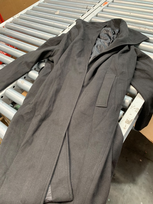 Photo 1 of (medium)(missing belt) Cicy Bell Women's Pea Trench Coat Lapel Collar Long Jacket Open Front Belted Overcoat with Pockets