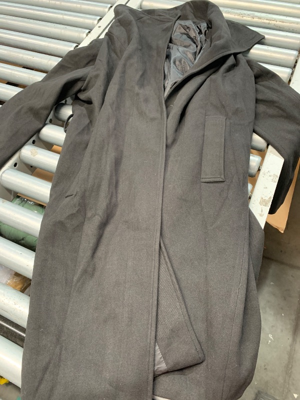 Photo 1 of (medium)(missing belt) Cicy Bell Women's Pea Trench Coat Lapel Collar Long Jacket Open Front Belted Overcoat with Pockets