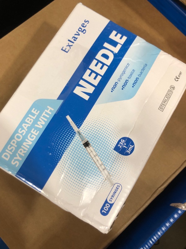 Photo 1 of 100 Pack Disposable 3ml/cc Lab Syringes with 23Ga 1 Inch Needle Luer Lock, Individually Sealed Packed