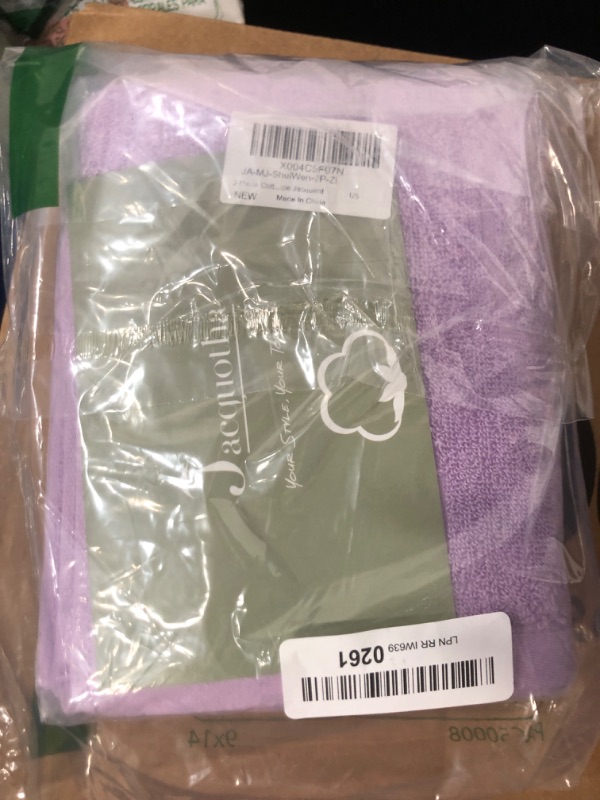 Photo 1 of 2-Piece Cotton Hand Towels Lavender, Ultra Soft and Highly Absorbent Towels for Bathroom, Small Size 13 x 29 Inches, Wavy Stripe Jacquard