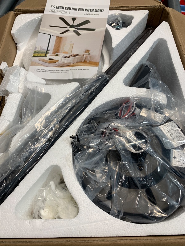 Photo 1 of (missing pieces) FUMLTP 56inch Ceiling Fans with Lights and Remote/App Control, Dimmable LED, Reversible DC Motor, Noiseless, 6 Double-side blades
