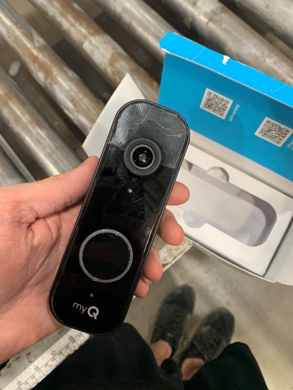 Photo 1 of *************MISSING MOUNTING PIECE************
CHAMBERLAIN myQ Video Doorbell | 2K Camera, Battery/Wired, Color Night Vision, Live View with 2-Way Talk, Motion Detection & Real-Time Alerts, 150 Deg Wide View, Black
