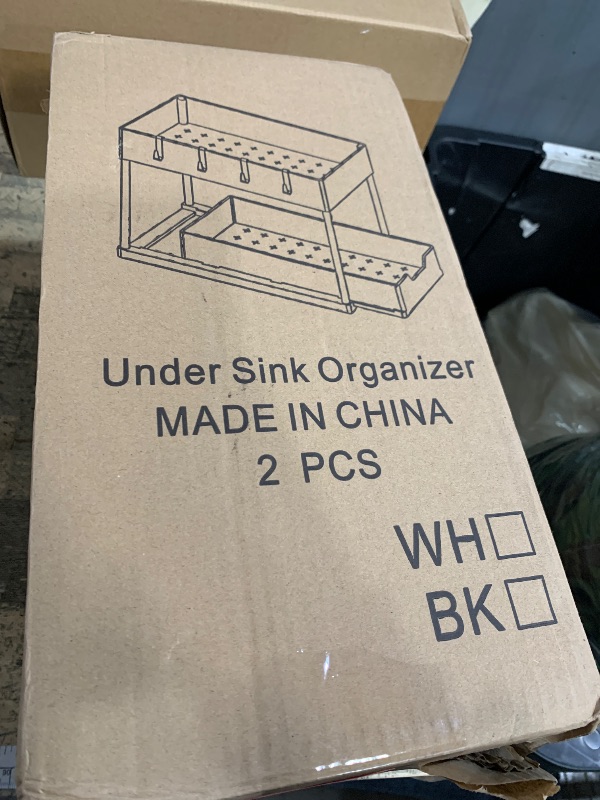 Photo 1 of **UNKNOWN MISSING PIECES/DAMAGES** DEKAVA Under Sink Organizer 2 Pack, Bathroom Cabinet Organizer, 2 Tier Sliding Cabinet Basket Organizer Drawer, Multi-Purpose Bath Collection Baskets for Bathroom (Black)