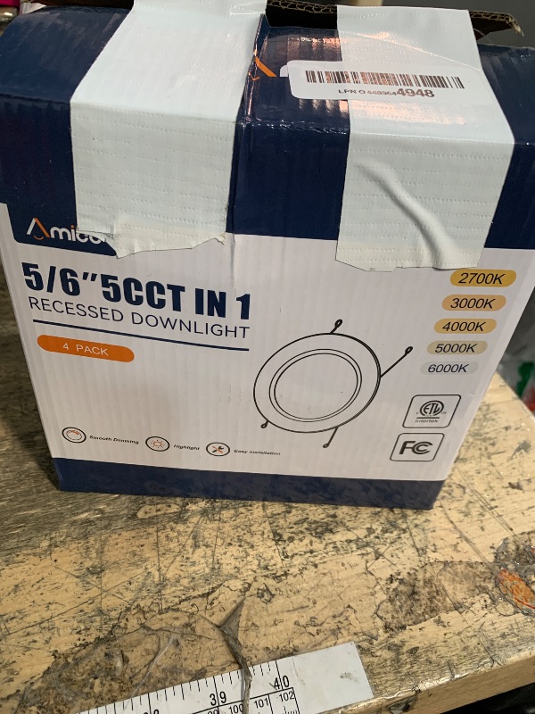 Photo 1 of **MISSING CLIPS*** Amico Recessed Lighting 5/6 Inch, 4 Pack 5CCT Flat LED Can Lights, 2700K/3000K/4000K/5000K/6000K Selectable,12W Eqv 120W, 1050LM Brightness, Retrofit Installation - ETL & FCC