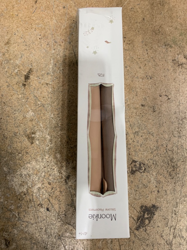 Photo 1 of **PARTIAL SET/ONLY 1 DAMAGED 1 REMOVED** Moonkie Silicone Placemats for Baby & Kid, Stain-Proof Non-Slip Toddler Food Mats Eating Table Mat with 2 Packs