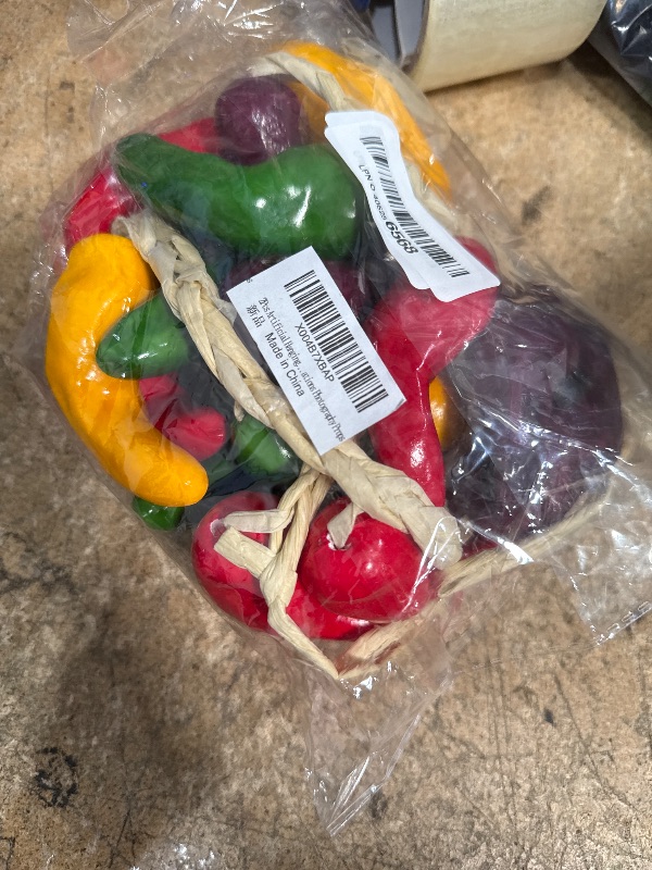 Photo 1 of 2Pcs Artificial Hanging Pepper String Fake Colorful Bell Peppers Skewers Simulation Faux Pepper Vegetable Garland Model Ornaments for Home Kitchen Farmhouse Party Wall Decorations Photography Props