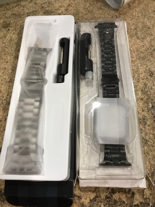Photo 1 of **2 SETS/BLACK & SILVER** EPULY Metal Band Compatible with Apple Watch Bands for Men 49mm 46mm 45mm 44mm 42mm 41mm 40mm 38mm, Business Stainless Steel Strap for iWatch Bands Series 11 10 9 8 7 6 5 4 3 2 1, SE3 2 1, Ultra3 2 1